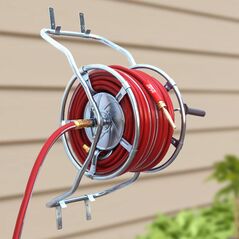 REEL with HOSE alayed garden hose crystal color  -Red