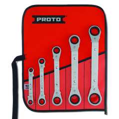 5 Piece Offset Reversible Ratcheting Box Wrench Set - 6 and 12 Point