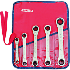 5 Piece Ratcheting Box Wrench Set - 6 and 12 Point