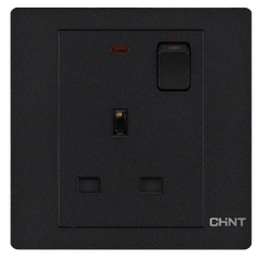 Panorama Socket 13A Single Bipolar With Switch - Black