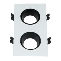 Double square plastic spot frame 7 cm white and black inner frame