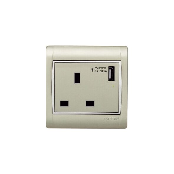 13 amp socket with USB VISION input