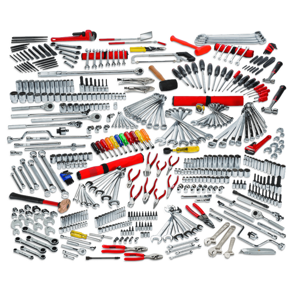 مجموعة أدوات الصيانة الفنية الرئيسية 497 قطعة مع خزانة أسطوانية J442742-8RD وصدر علوي J442719-12RD-D
