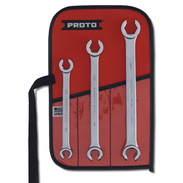 3 Piece Double End Flare Nut Wrench Set - 6 Point