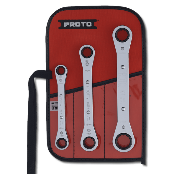 3 Piece Ratcheting Box Wrench Set - 12 Point