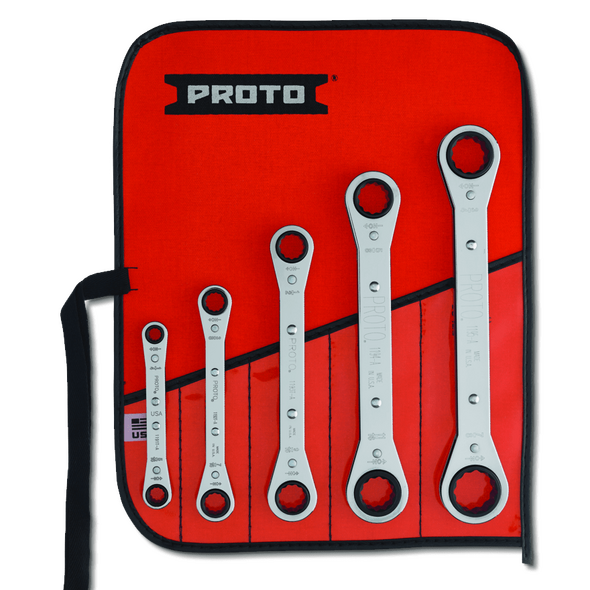 5 Piece Ratcheting Box Wrench Set - 12 Point