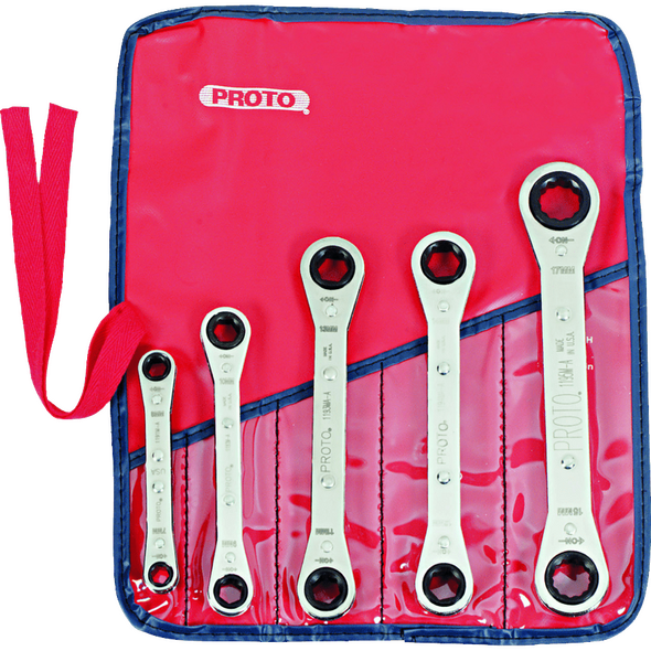5 Piece Ratcheting Box Wrench Set - 6 and 12 Point