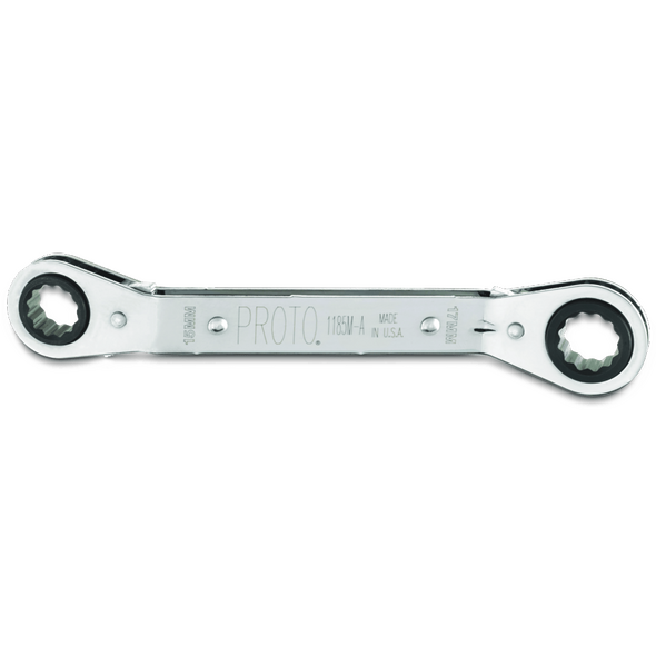 Offset Double Box Reversible Ratcheting Wrench 15 x 17 mm - 12 Point