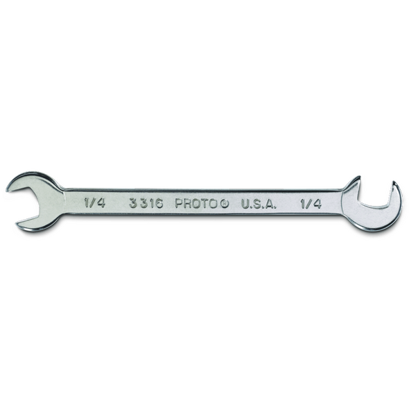 Short Satin Angle Open-End Wrench - 1/4"