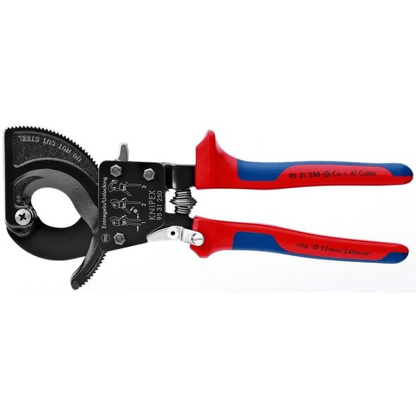 Cable Cutter (ratchet action) black lacquered 250 mm