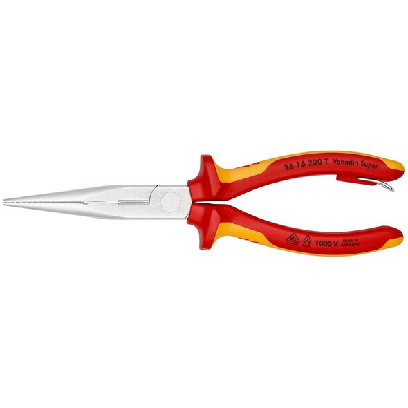 Snipe Nose Side Cutting Pliers (Stork Beak Pliers) chrome plated VDE 200 mm